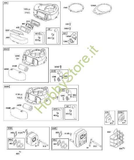 A - Depuratore aria, alloggiamento ventola, sistema di scarico B&S - 21 €¦ 217902-0119-E1 brand Stihl